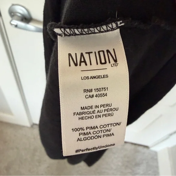 Nation ltd Barrett Dress Jet Black Pima Cotton made in Peru size Small - Picture 8 of 8